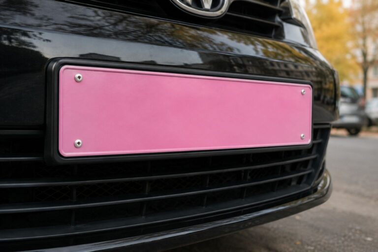 plaque d'immatriculation rose