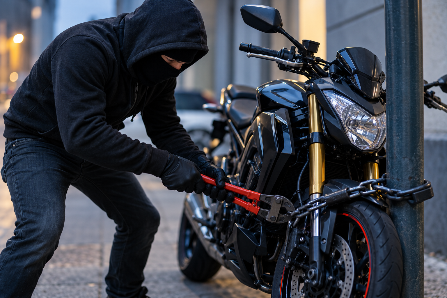 Vol de moto dans la pénombre